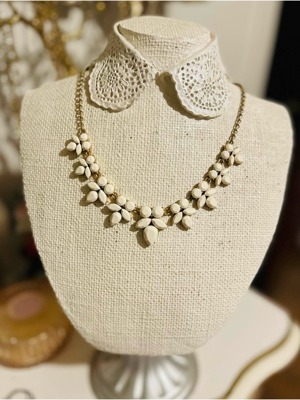 J. Crew Cream Floral Cluster Necklace